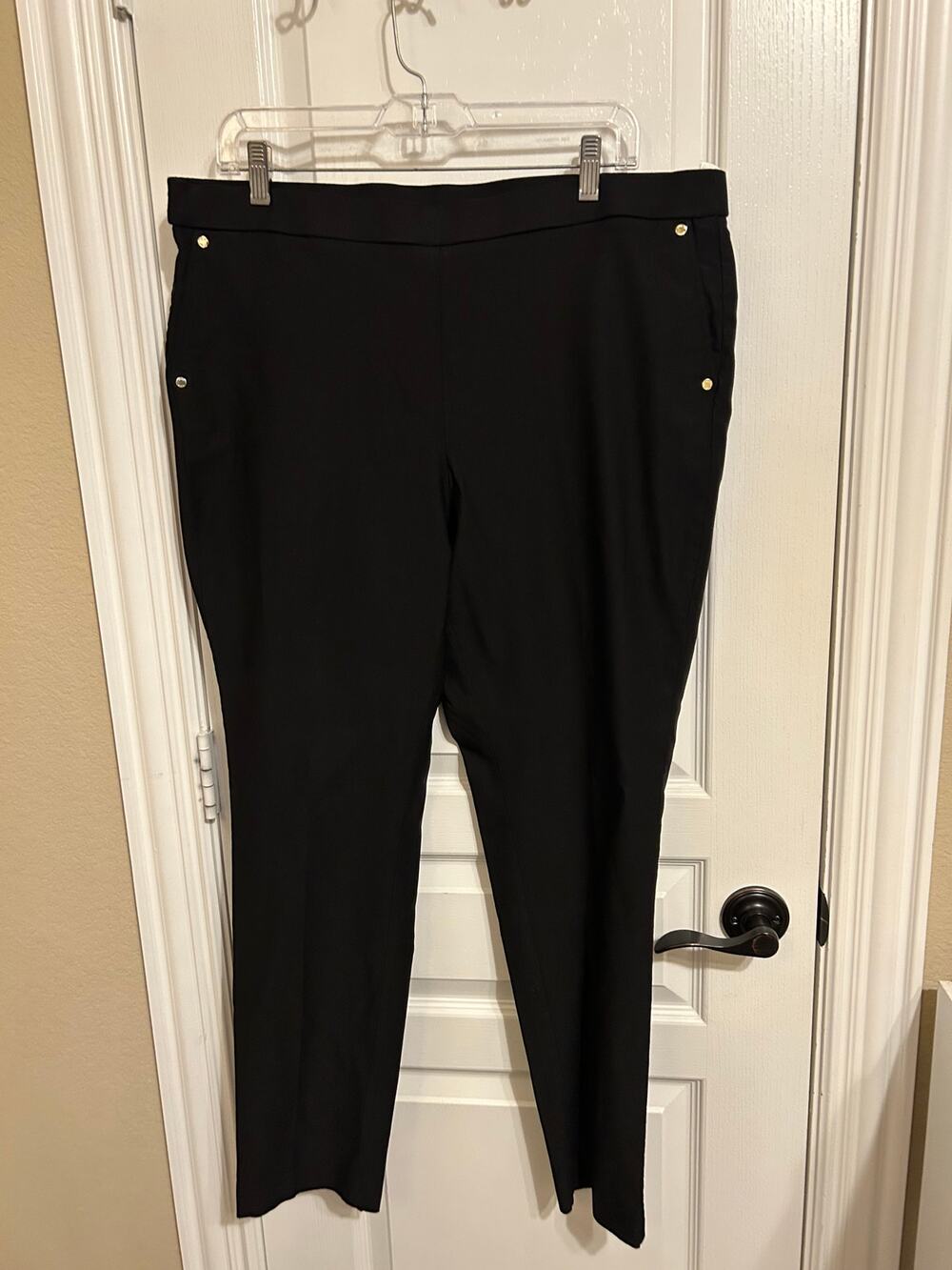 Anne Klein Black Dress Pants Size XL Straight Leg Pull On